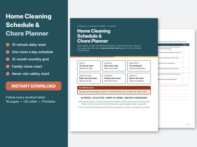 Cover preview of the Cleaning Schedule printable